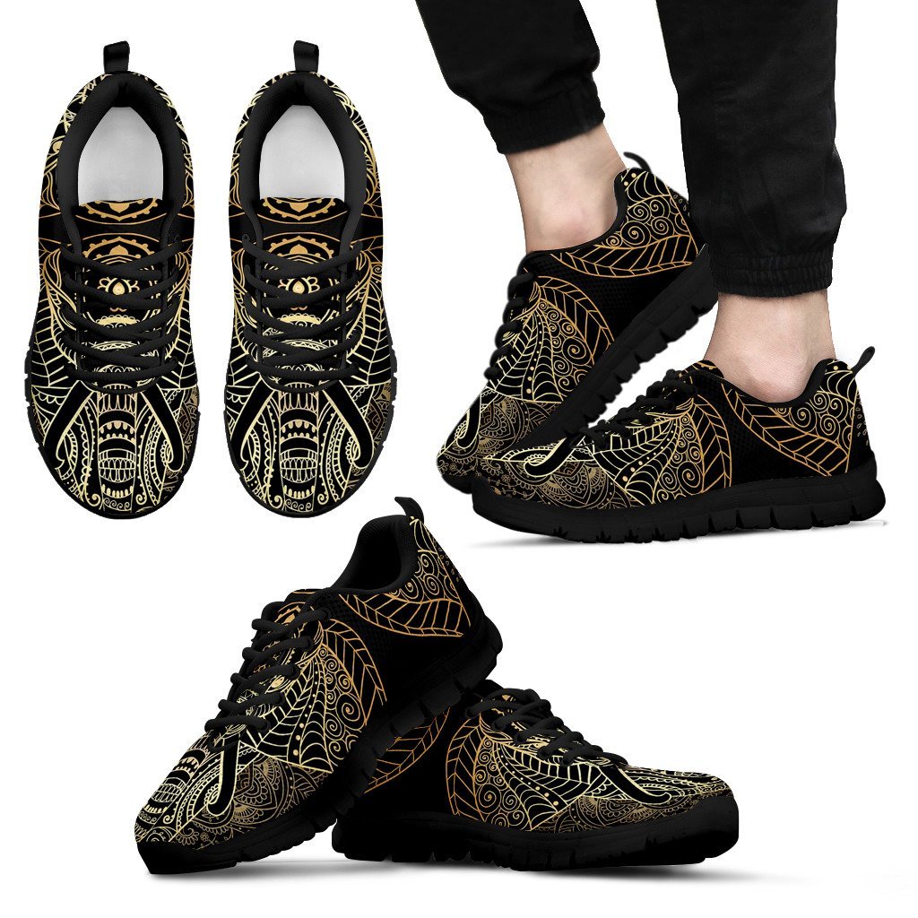 Yoga Elephant Mandala Black Sneaker Shoes For Men Women