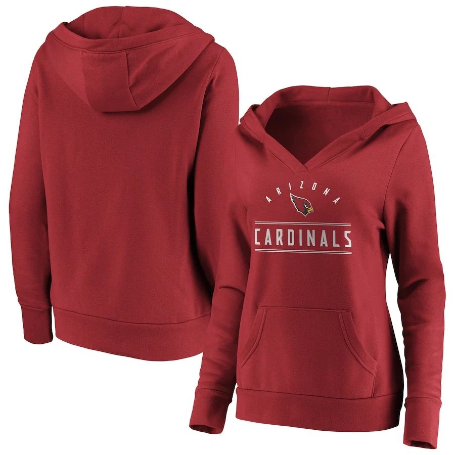 Women’s Arizona Cardinals  Cardinal Iconic League Leader V-neck Pullover Hoodie