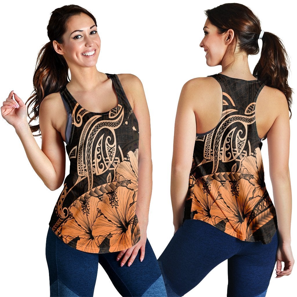 Hawaiian Turtle Map Polynesian Racerback Tank Safety Orange Ha33238