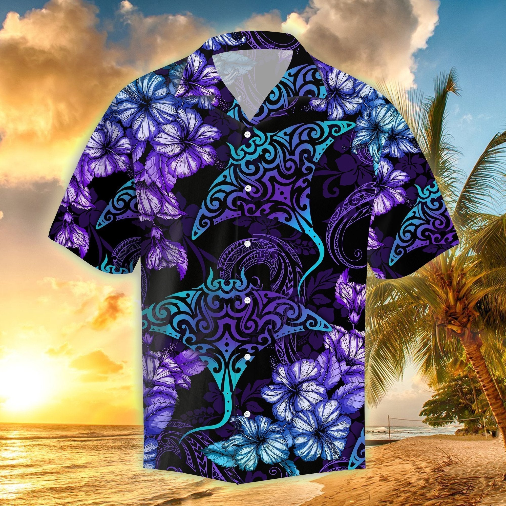 Rays Hibiscus Tropical Hawaii Shirt For Men Women Adult Ha86604