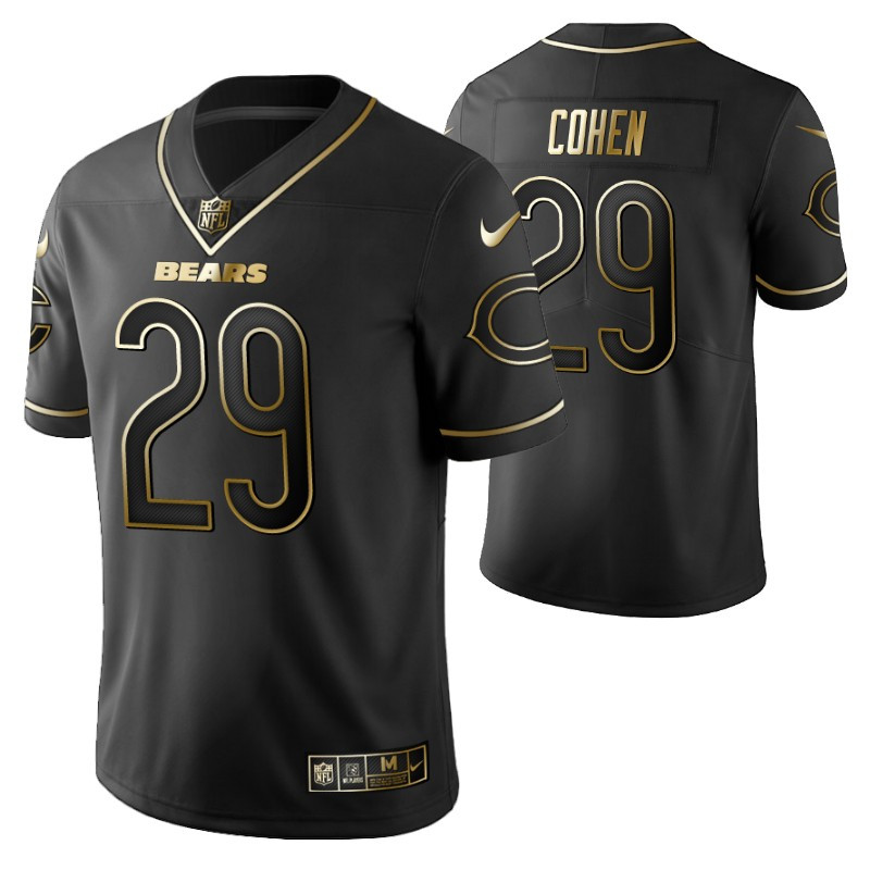 Chicago Bears Tarik Cohen 29 2021 NFL Golden Brandedition Black Jersey Gift For Bears Fans