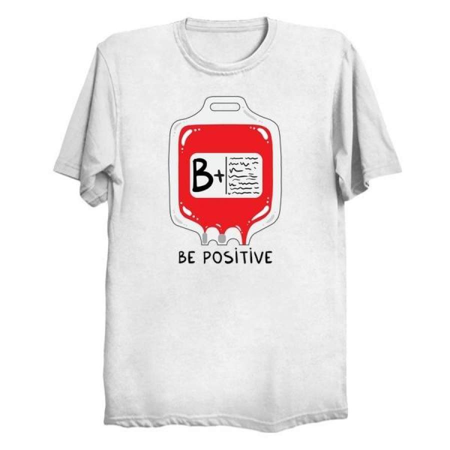 Summer Be Positive B+ Creative Printing T-Shirt Casual New Interesting Printing Short-Sleeved Cotton Shirt