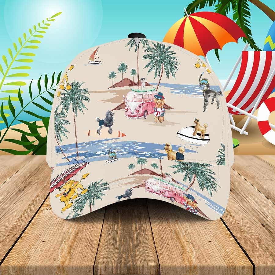 Poodle Summer Beach Hawaii Hats Cap For Lovers Ha100940