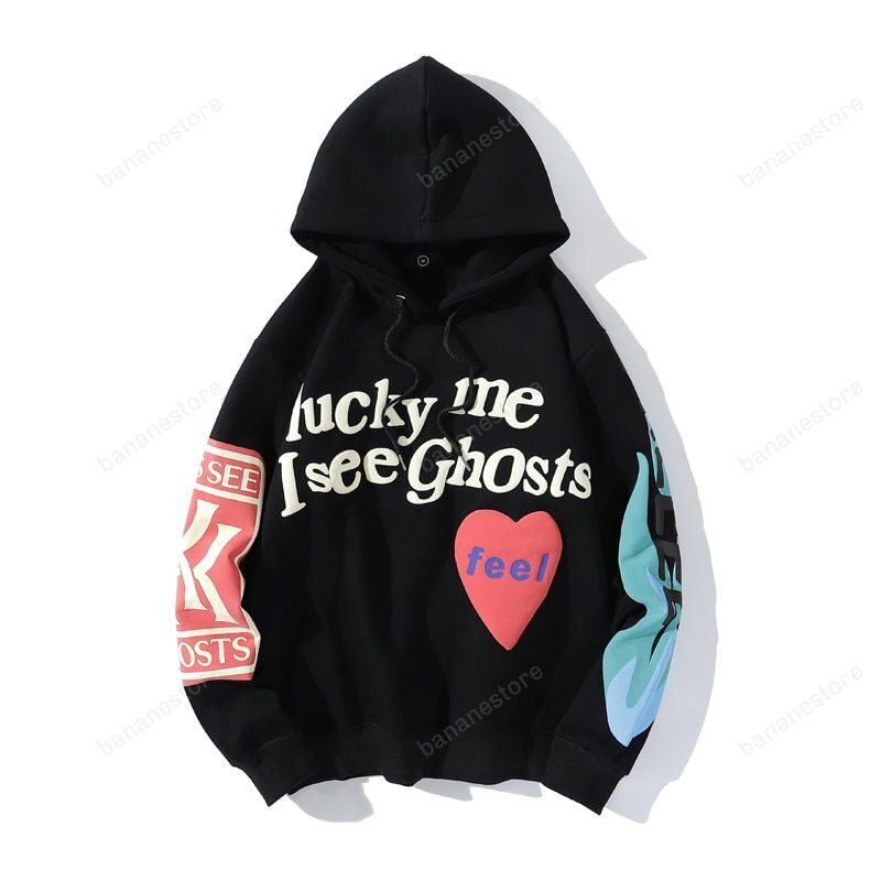 Kanye West Sweatshirts I See Ghost Pollover Hoodie Kendall Jenner Streetwear Hip Hop Plus Velvet Stranger Things Sweatshirt Male
