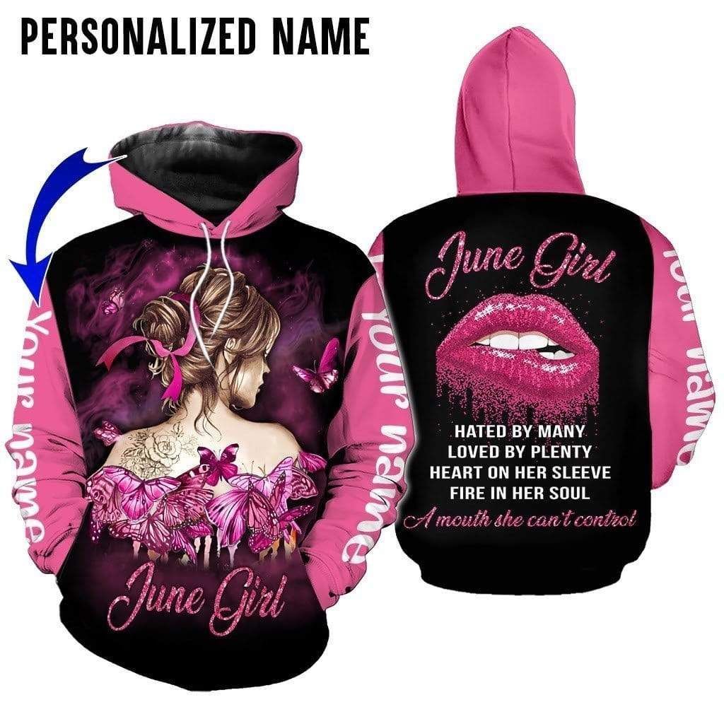June Girl Black Pink Cute Personalized 3D Printed Sublimation Hoodie Hooded Sweatshirt Comfy Soft And Warm For Men Women S to 5XL CTC16011233 New Hoodies