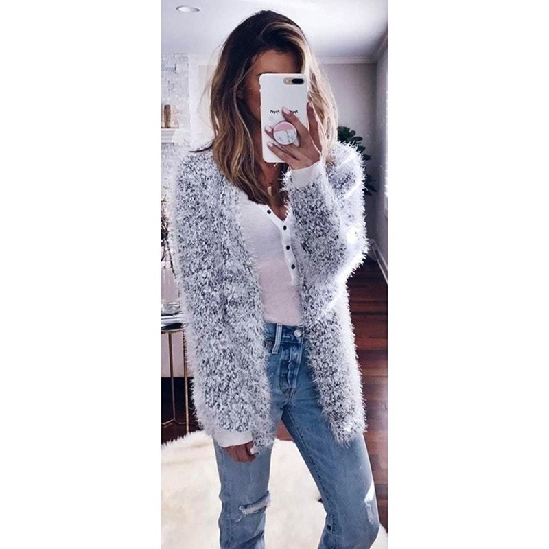 Winter Warm Cardigan Pockets Fashion Women Solid Color Knitted Sweater Tunic New Crochet Ladies Sweaters Outwear Coat Cardigan alx