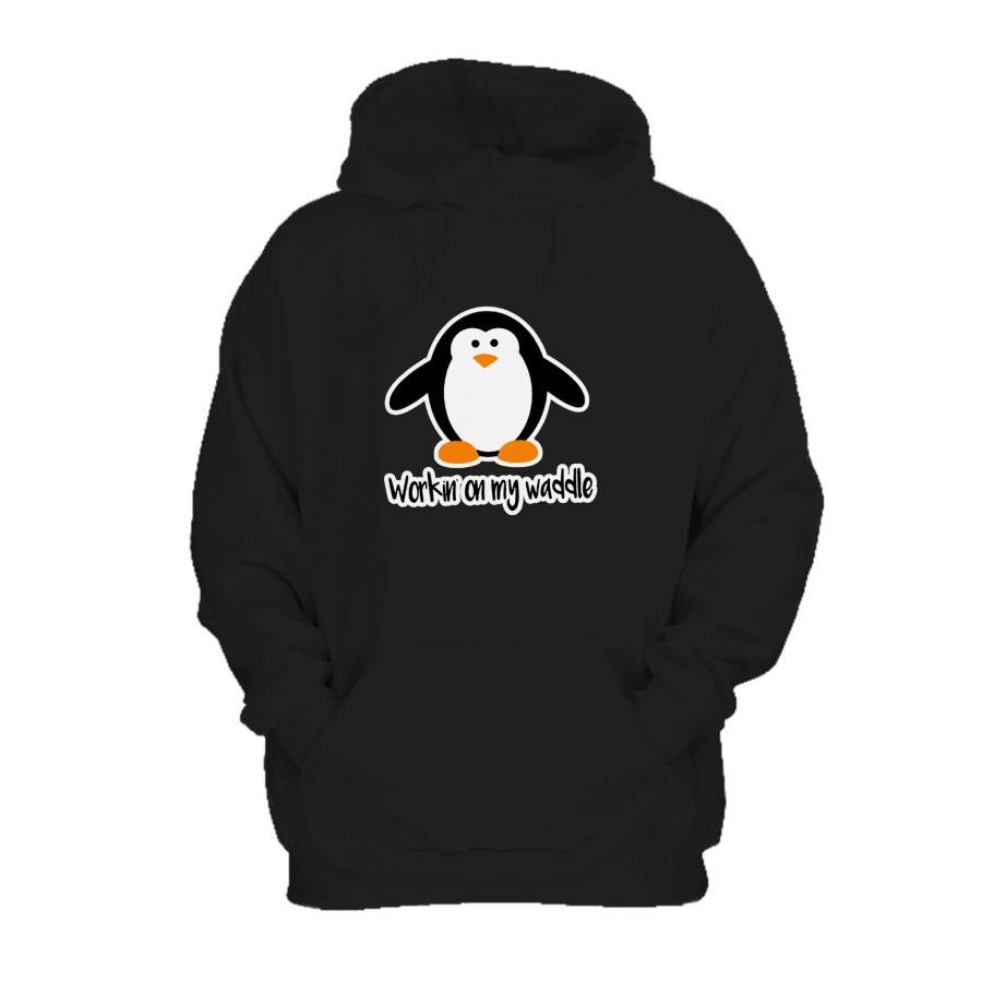 Cute Penguin Workin On My Waddle Graphic Halloween Fun Animal Arctic Birds Joke Animal Kingdom Beak Hoodie