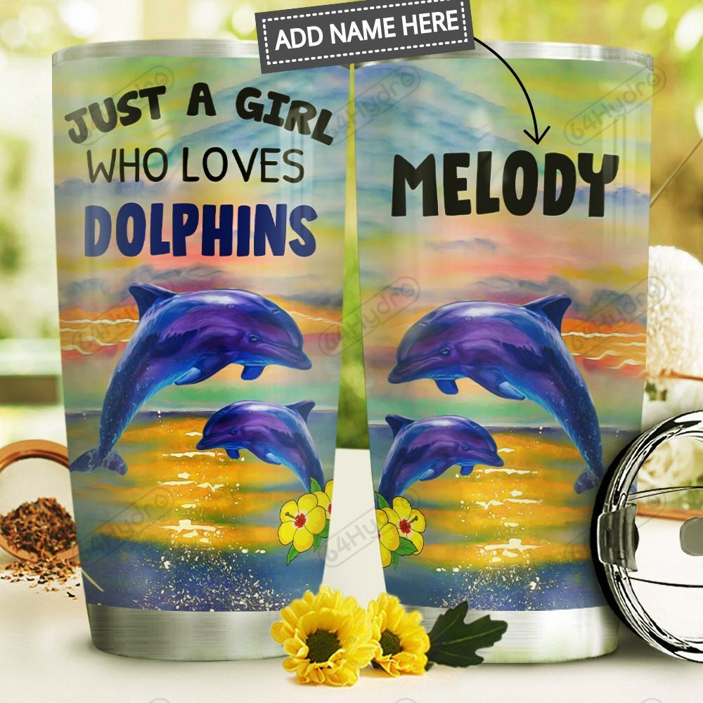 Dolphin Personalized Stainless Steel Stainless Steel Tumbler Customize Name, Text, Number Dmbst