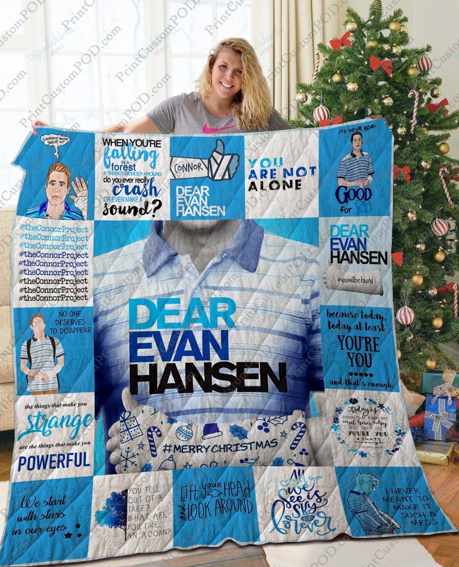 Adu Dear Evan Hansen Christmas Quilt Blanket