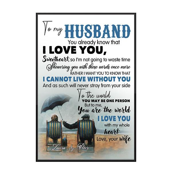 Custom Personalized name Valentine’s day wall prints poster gift ideas for room him boyfriend husband her girlfriend wife couple – I Can‘t Live Without You TY3112 – Personalizedwitch