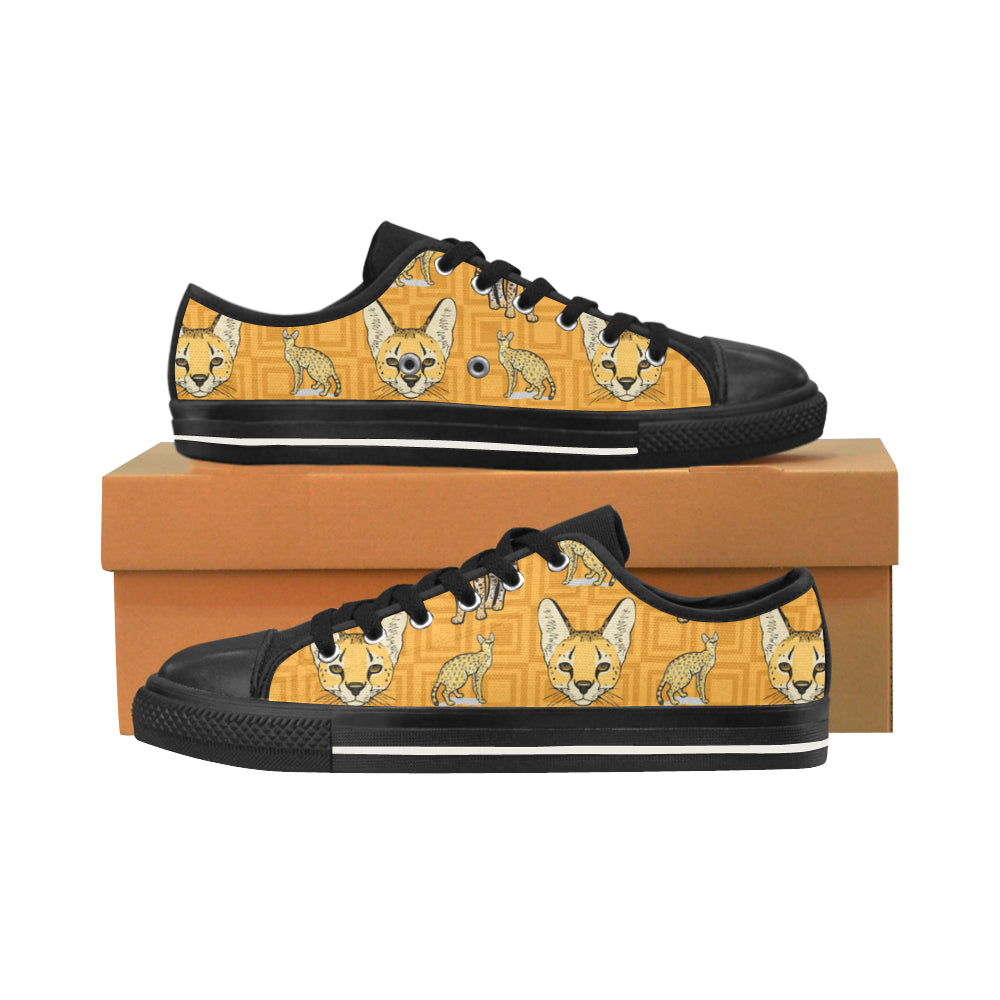 Savannah Cat Black Men’s Classic Canvas Shoes/Large Size