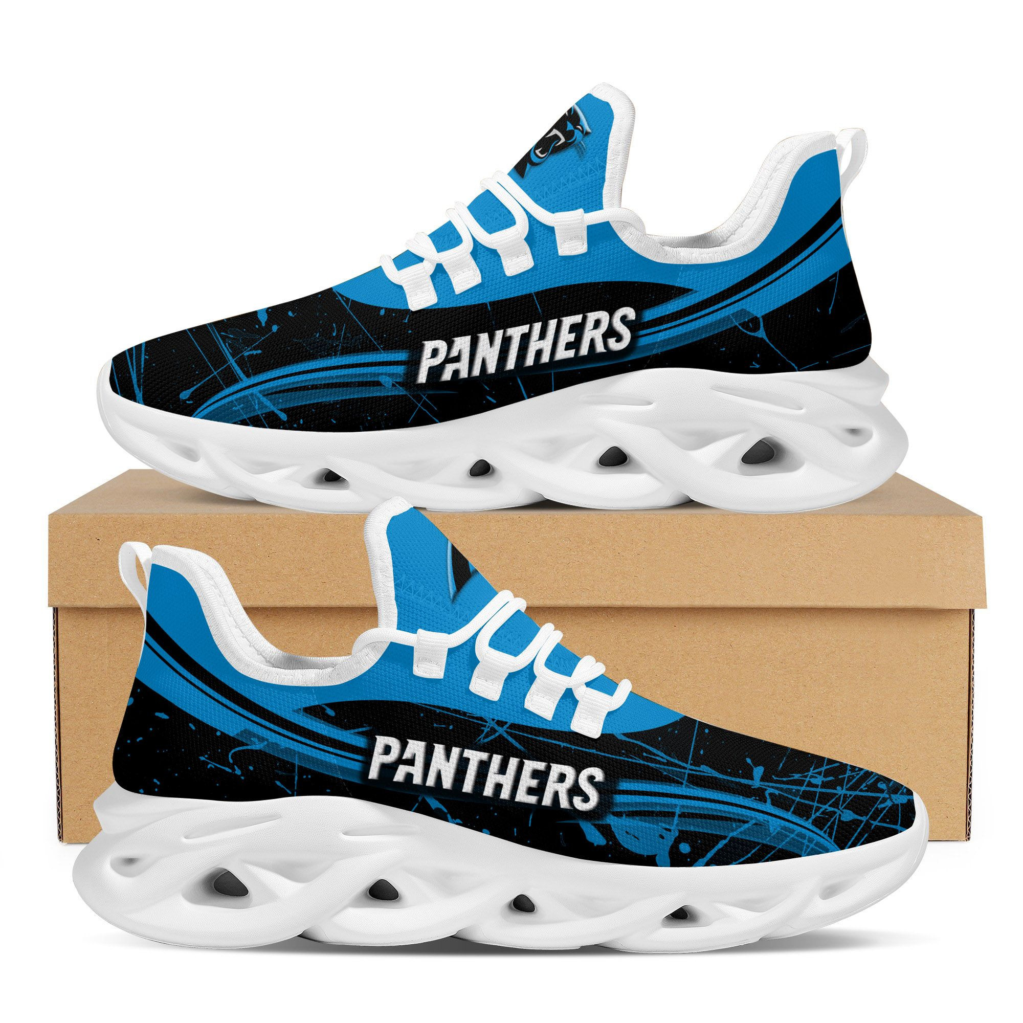 Carolina Panthers Splash Colors Design Trending Max Soul Clunky Sneaker Shoes For Mens Womensamerican Football Team Fans