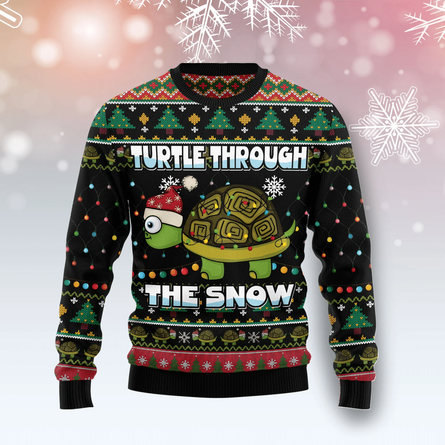 Turtle Through The Snow Christmas Ugly Sweater