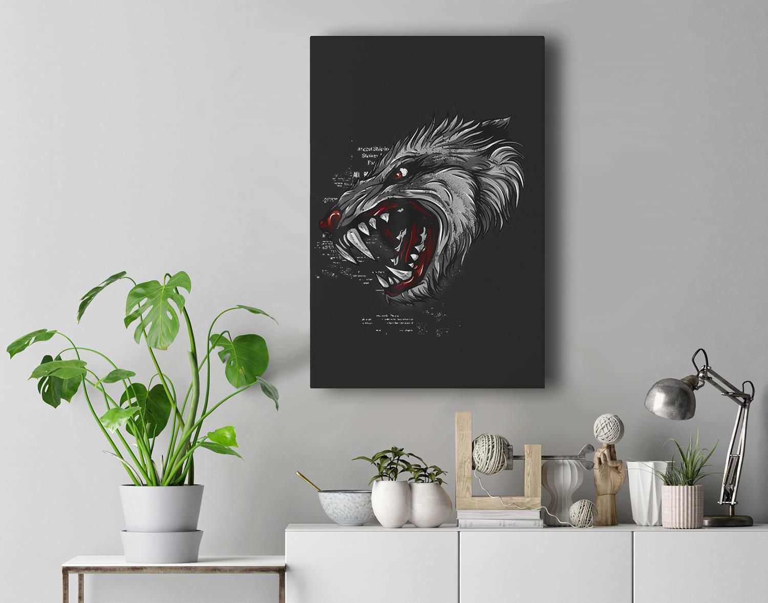 Roaring Tiger Gothic Costume Cool Easy Animal Halloween Gift Premium Wall Art Canvas Decor