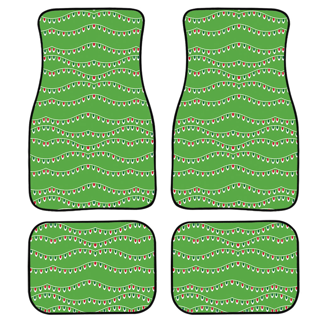 Merry Christmas Lights Pattern Print Front And Back Car Floor Mats, Front Car Mat