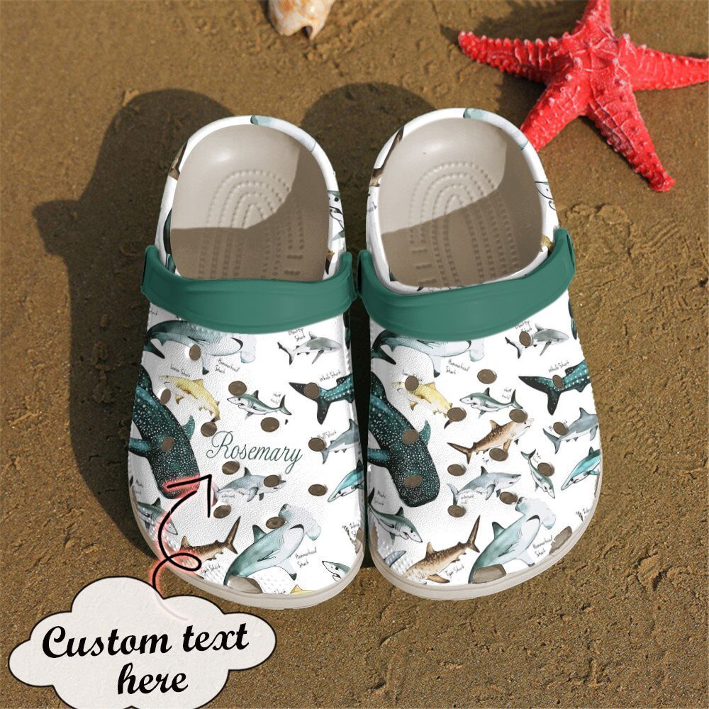 Shark Personalized Clog, Custom Name, Text Shark Breeds, Fashion Style For Women, Men, Kid, Print 3D