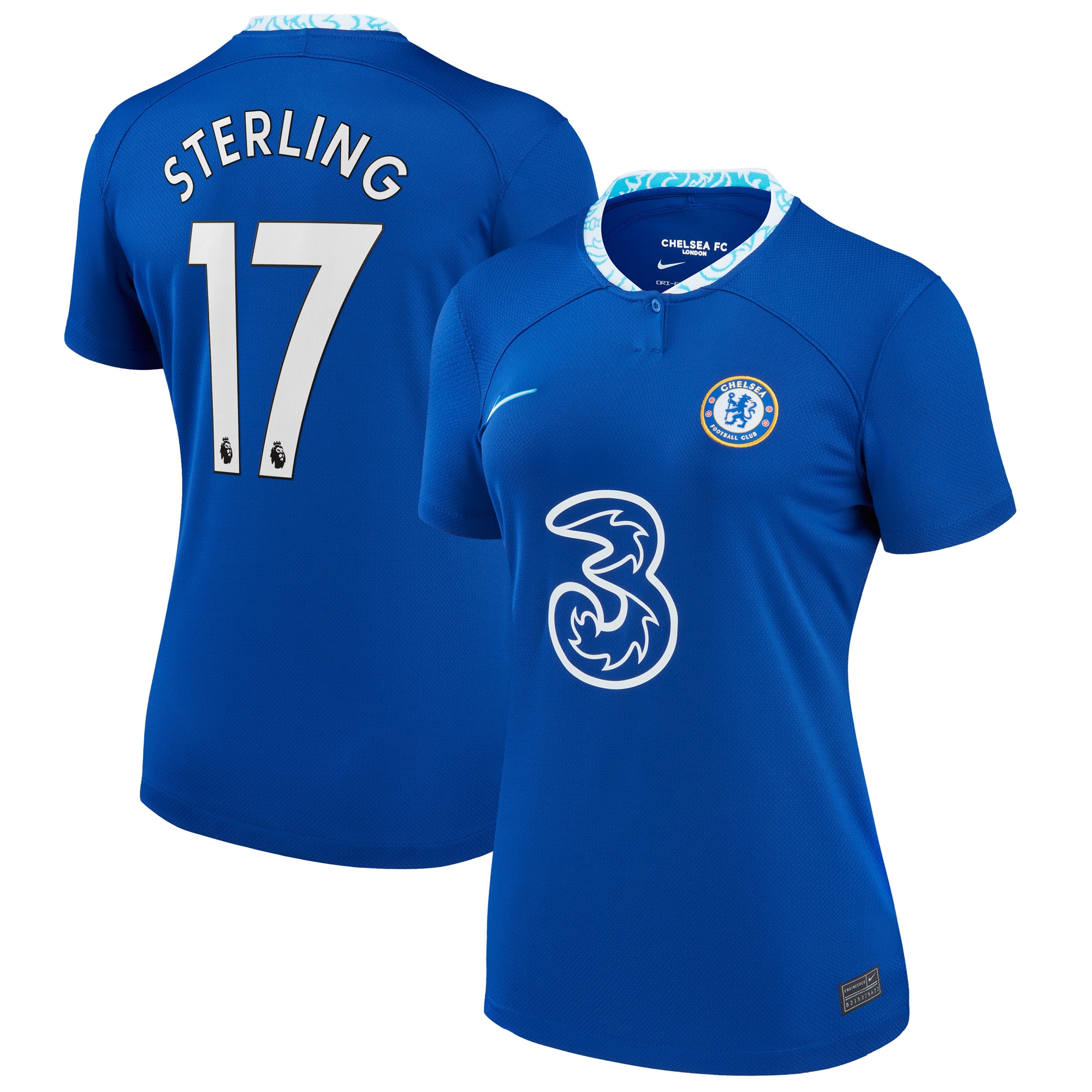 Raheem Sterling Chelsea Women's 2022/23 Home Breathe Stadium Replica Player Jersey – Blue