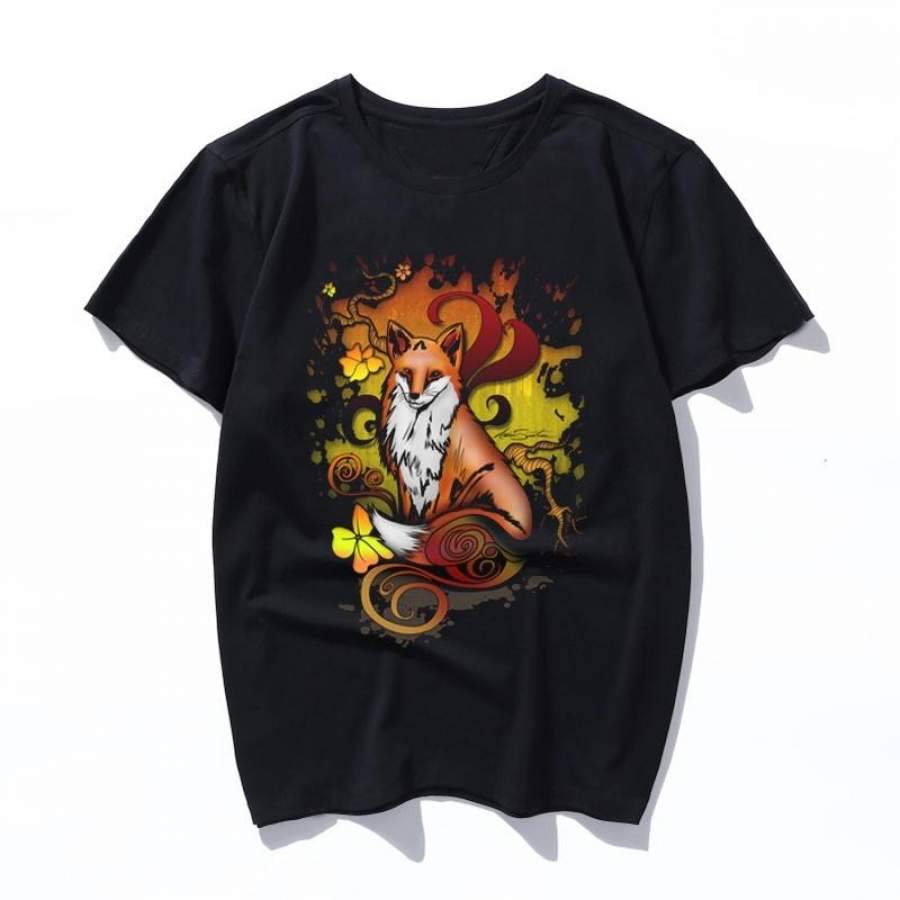 outdoor fox Japanese Hip Hop Cute Printed T Shirts Summer Streetwear Women Short Sleeve Tshirts Harajuku T-Shirt Men Casual Top Tees