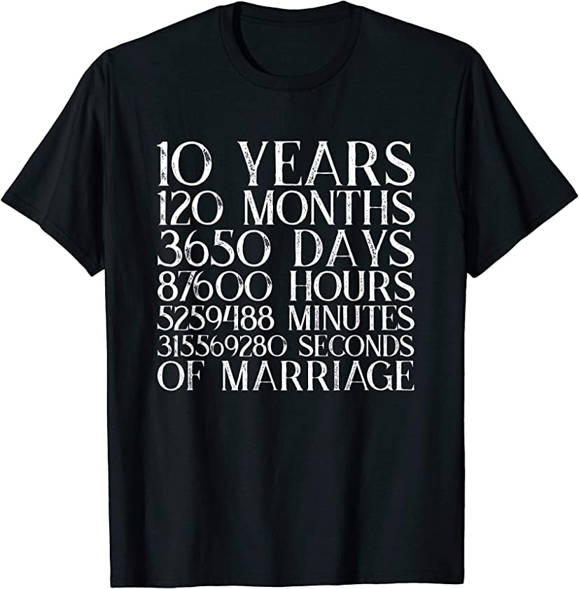 Vintage White 10 Years Of Marriage 10th Anniversary T-Shirt