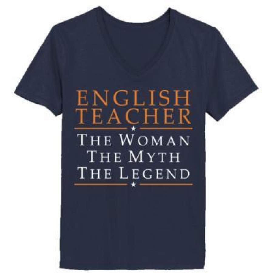 AGR English Teacher The Woman The Myth The Legend – Ladies’ V-Neck T-Shirt