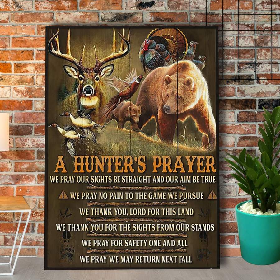 Animal a hunter’s prayer paper poster no frame/ wrapped canvas wall decor full size