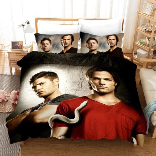 Supernatural Dean Sam Winchester 2 Duvet Cover Pillowcase Home Decor 3D Bedding Set