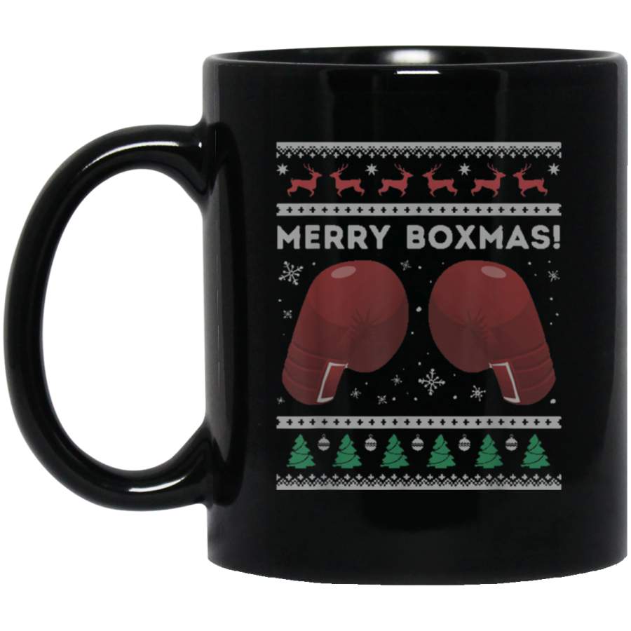 Boxing Ugly Christmas Boxer Xmas 11 oz 15 oz Mug Black