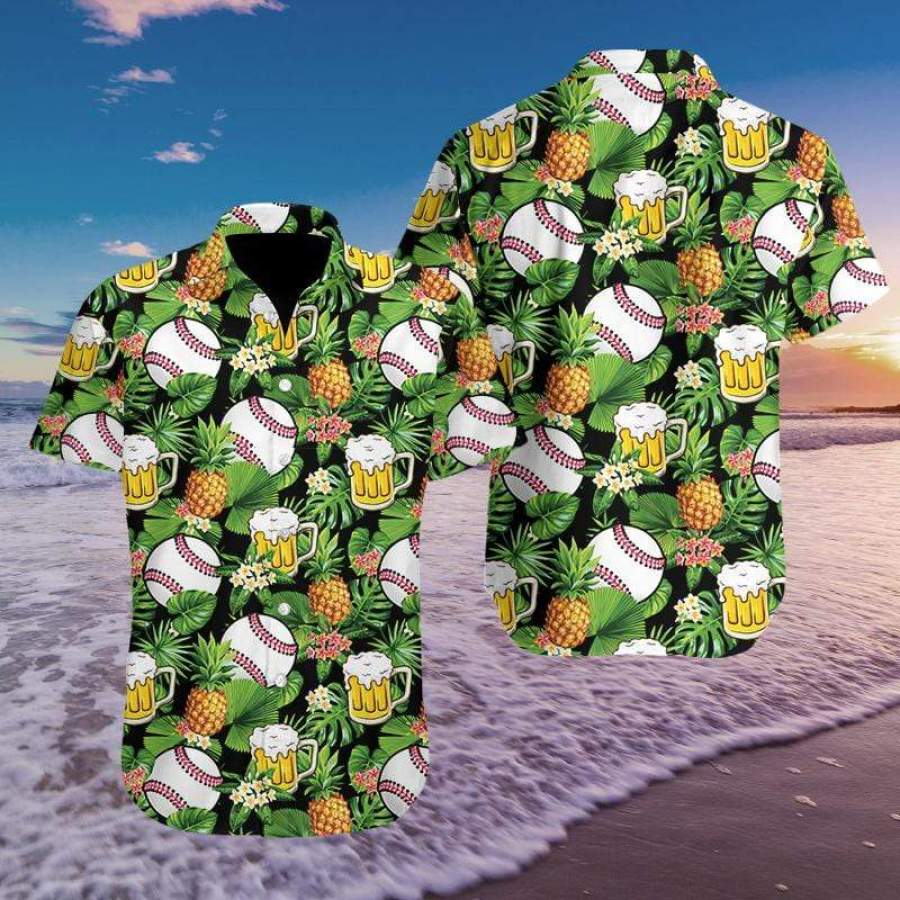 Baseball And Beer Hawaii Aloha Shirts Ha36518