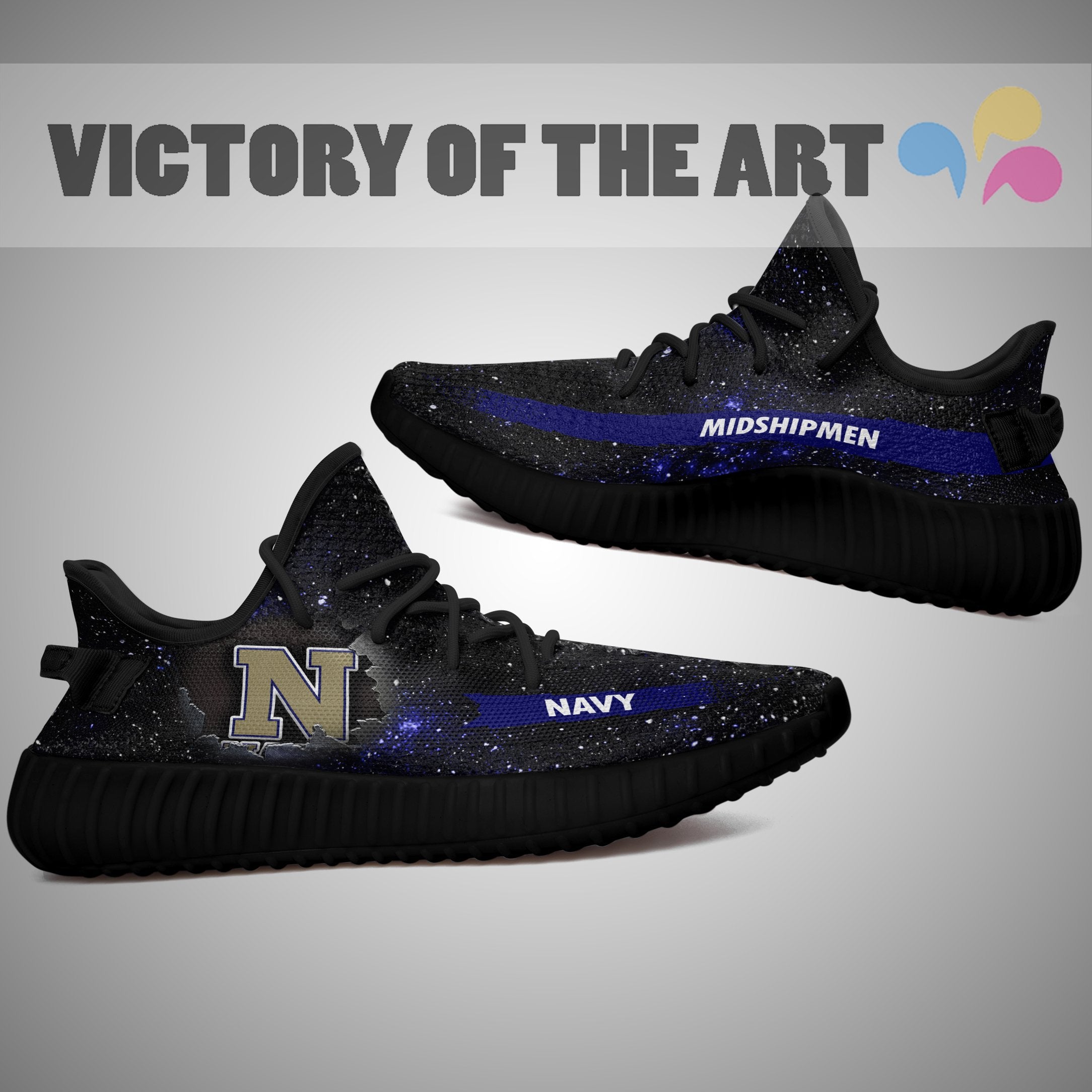 Art Scratch Mystery Navy Midshipmen Yeezy Shoes