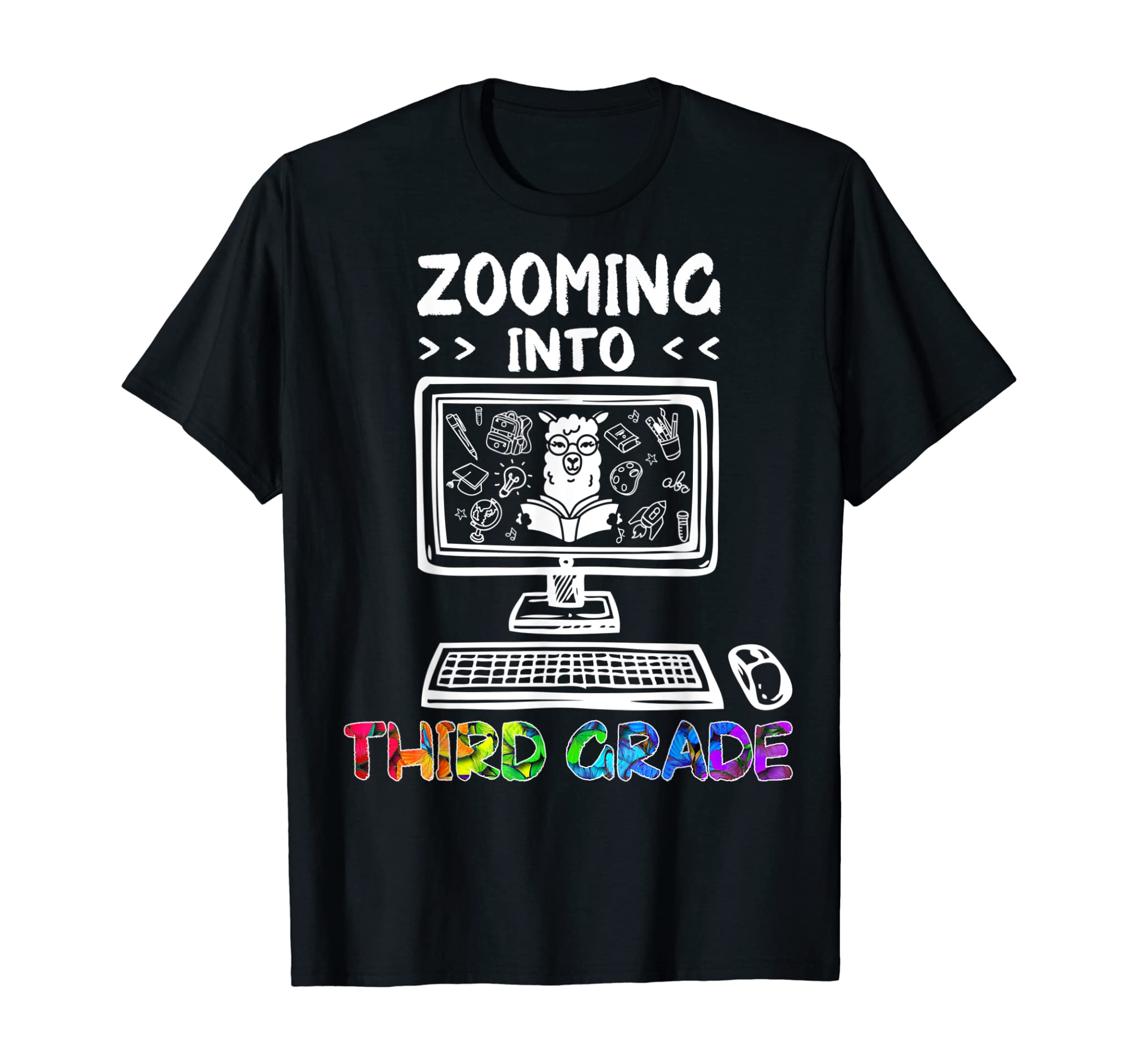 Zooming Into 3rd Grade Back to School 2020 Cute Llama T-Shirt