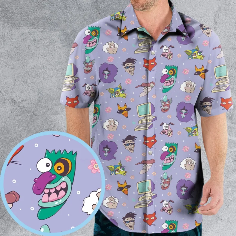 Courage The Cowardly Dog Characters Pattern Hawaiian Shirt