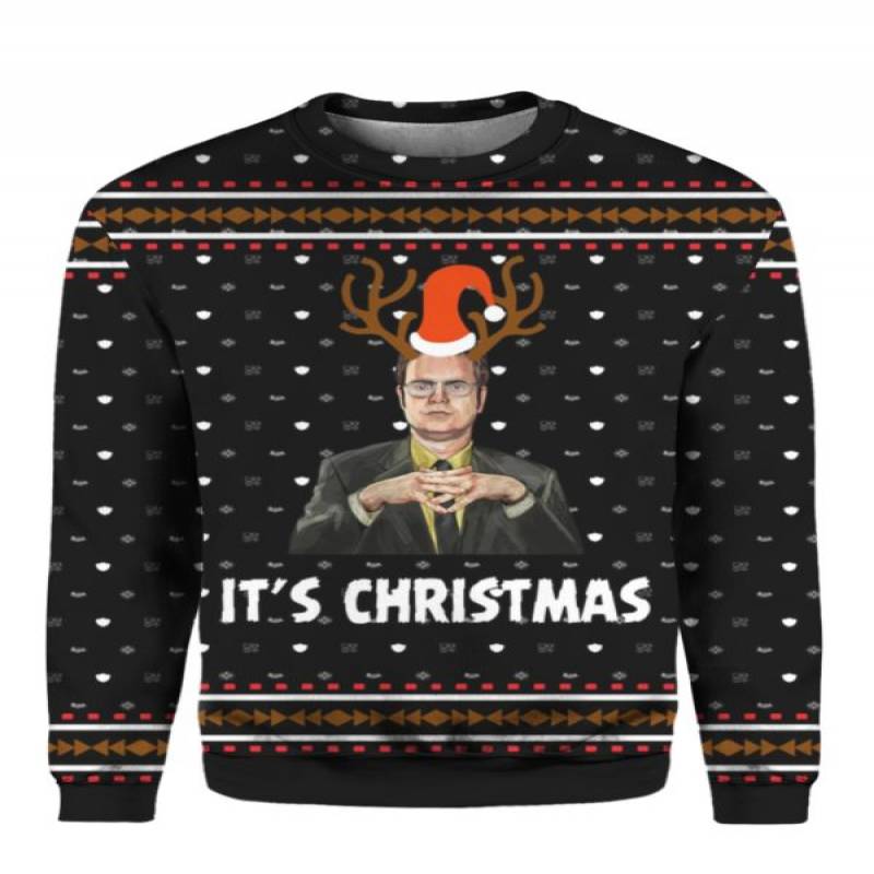 Dwight Schrute It’s Christmas 3D Print Ugly Sweater Hoodie Shirt