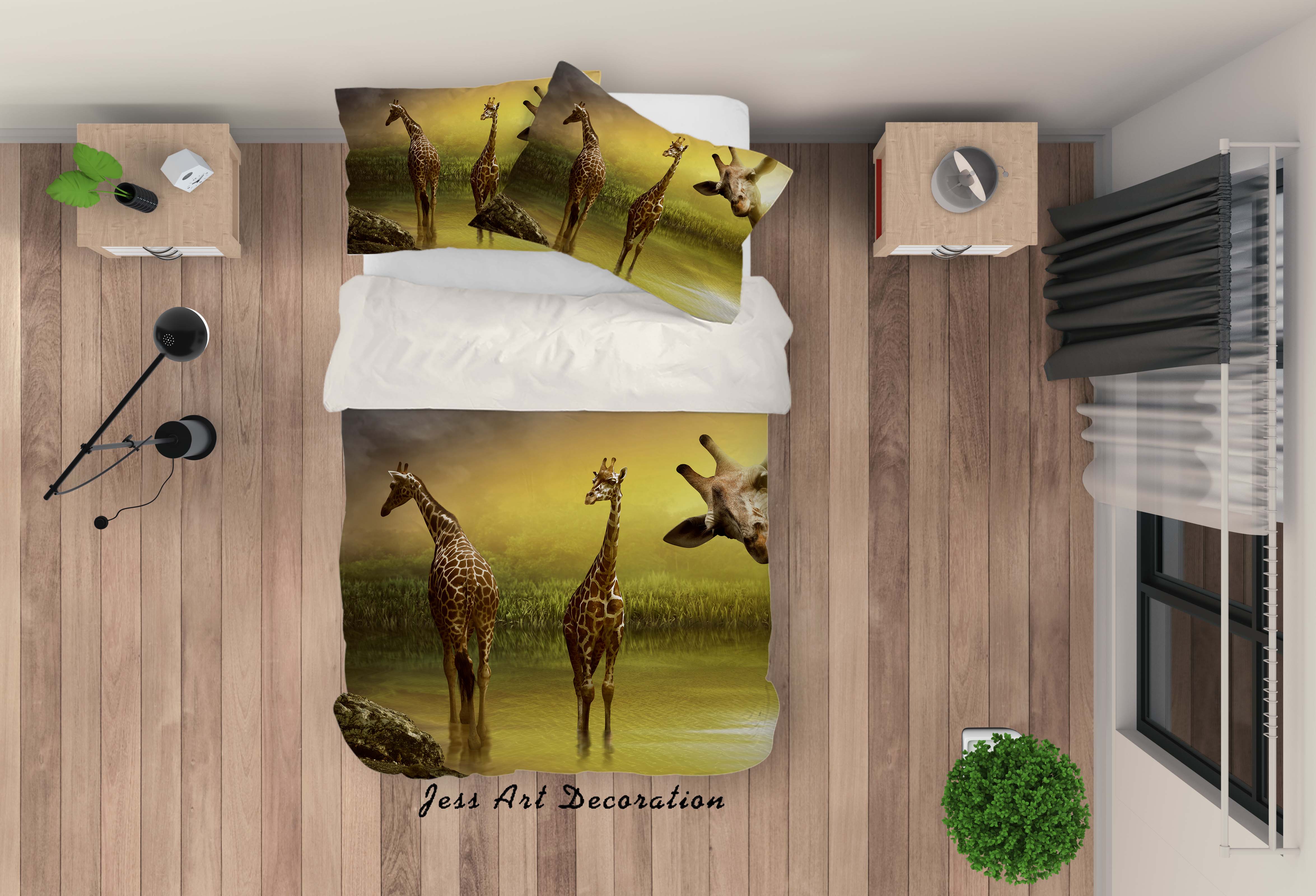 3D Giraffe Animal Quilt Cover Set Bedding Set Duvet Cover Pillowcases Lxl