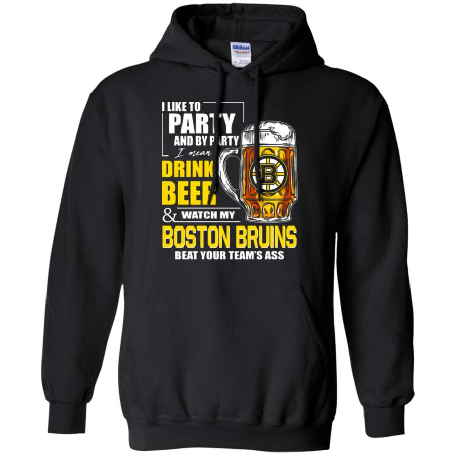 AGR I Like To Drink Beer & Watch My Boston Bruins Ice Hockey Hoodie