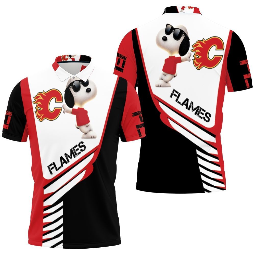 Calgary Flames Snoopy For Fans 3D Polo Shirt