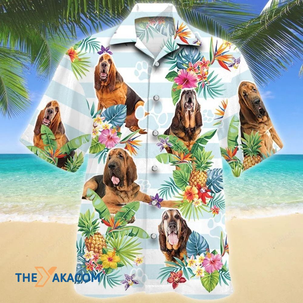 Bloodhound Dog Tropical Flower Hawaiian Shirt Ha47965