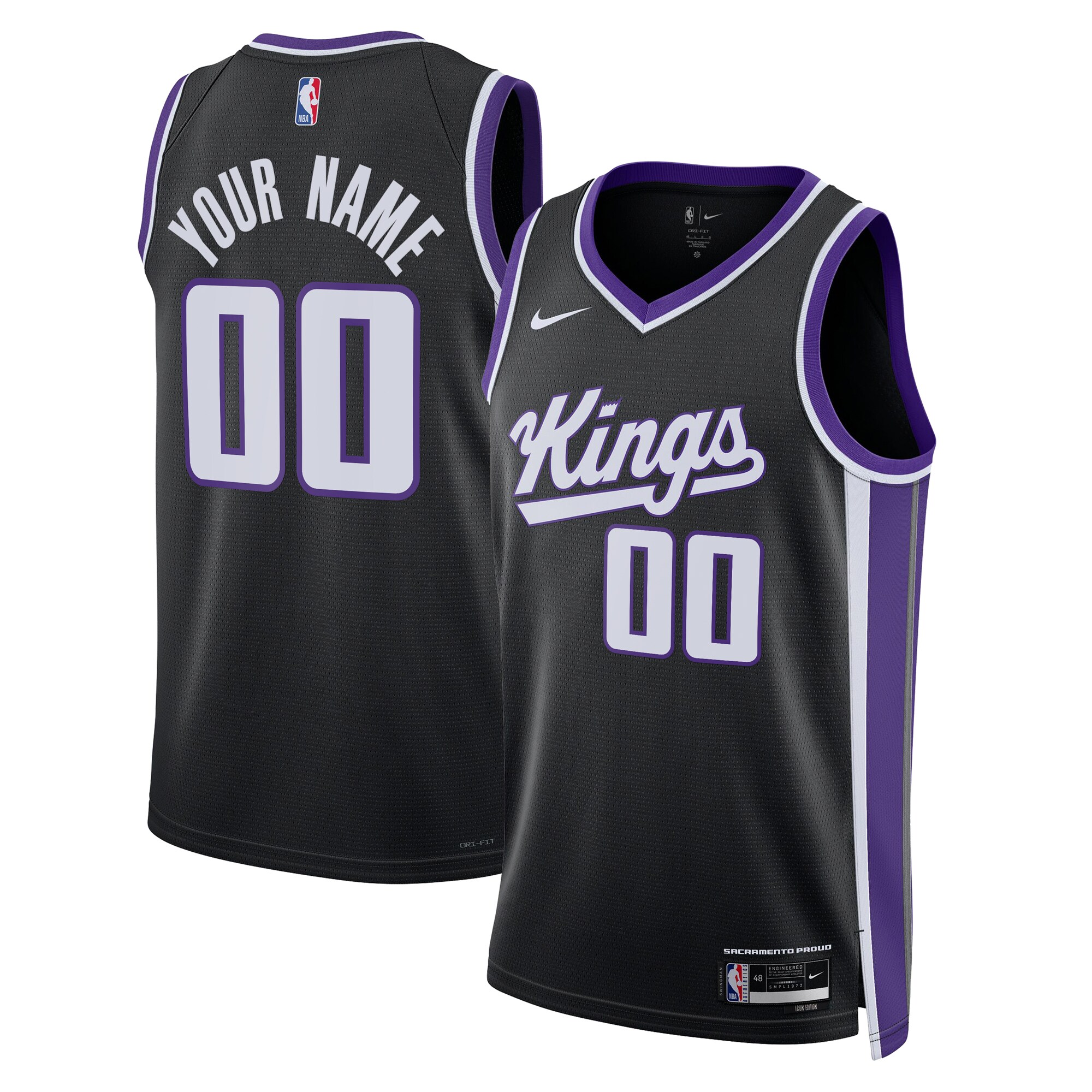 Sacramento Kings Unisex Swingman Custom Jersey – Icon Edition – Black