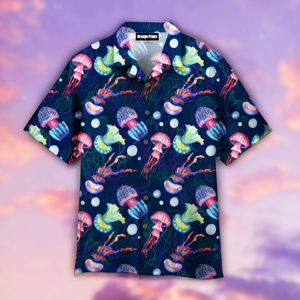 Rainbow Jellyfish Pattern Hawaii Shirt For Men Women Ha87362