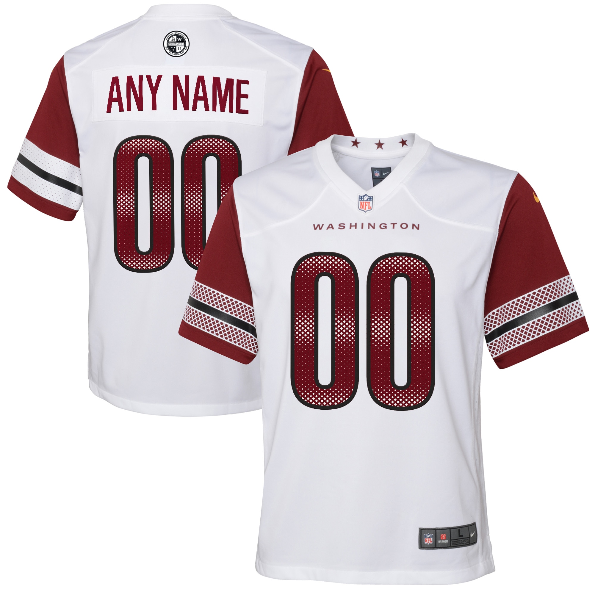 Washington Commanders Youth Game Custom Player Jersey – White