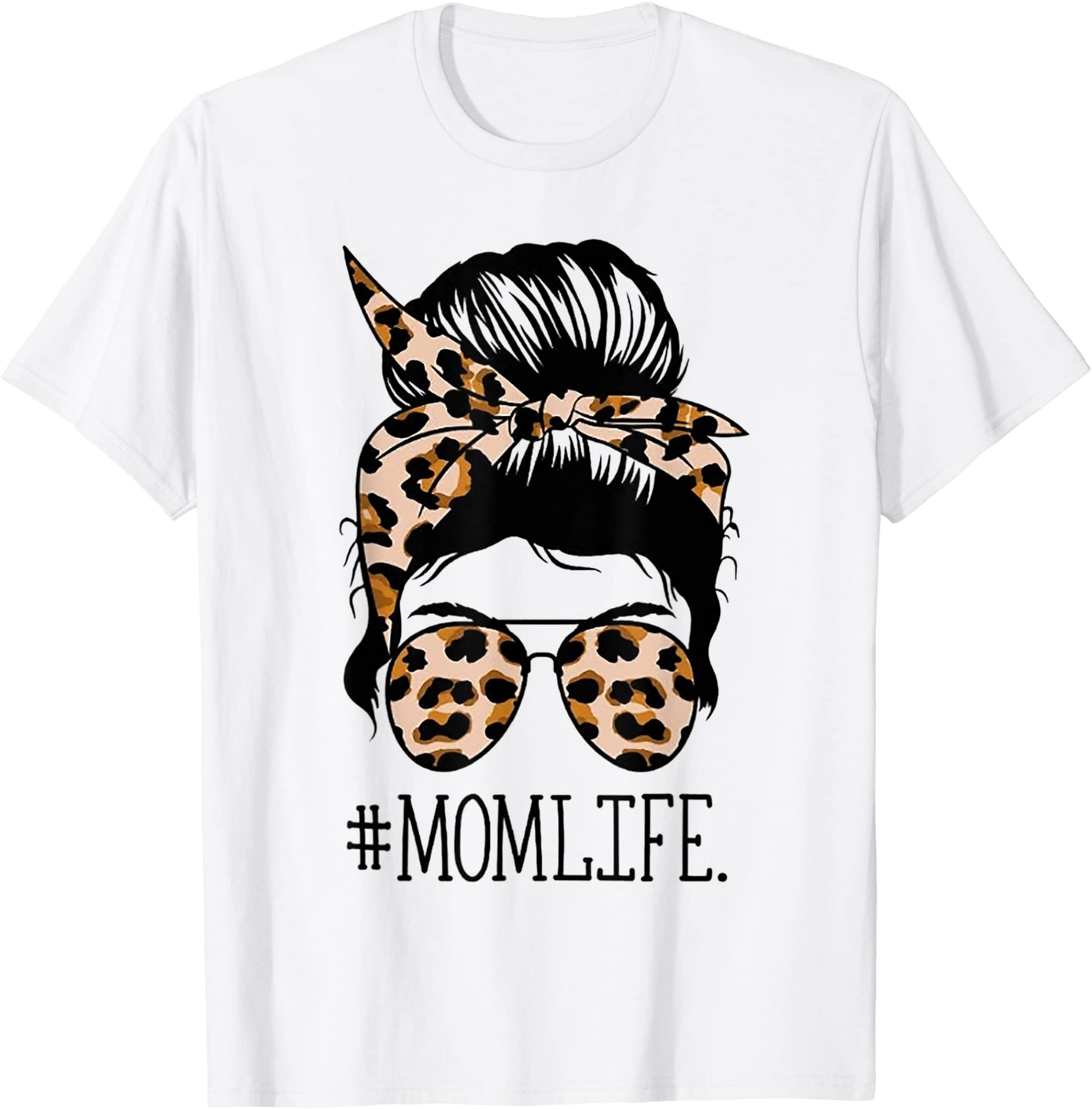 Mom Life Shirt Leopard Cheetah Messy Bun Mother’s Day