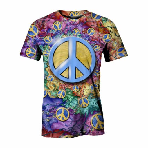 Blue Hippie Symbol Of Peace 3D All Over Printed Shirts For Men And Women, Gift For Hippie Lover, Hippie Soul