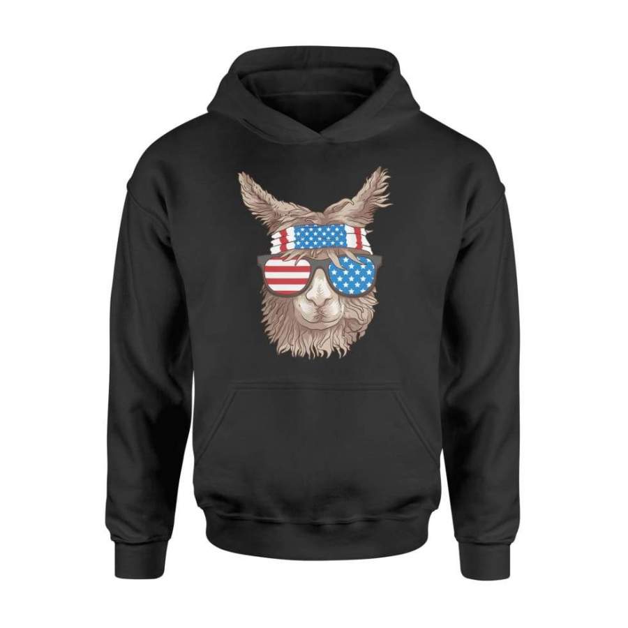 USA Patriotic Llama Cute Animal Lovers Funny America Gift – Standard Hoodie