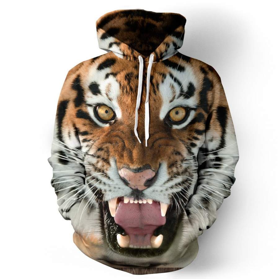 3D Tiger Head Digital Print Baseball Uniform Hoodie – 3D All Over Printed – VF285