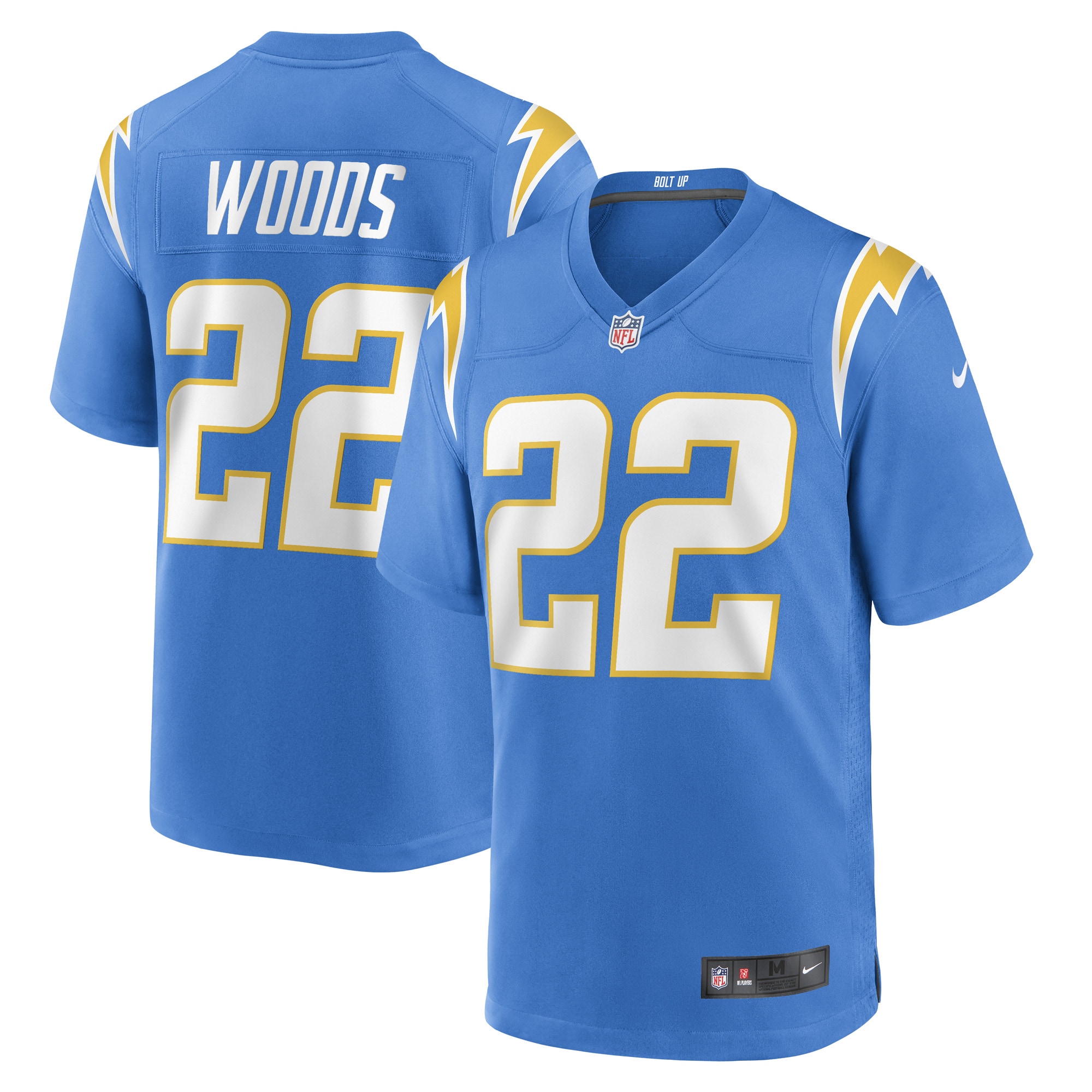 JT Woods Los Angeles Chargers Game Player Jersey – Powder Blue