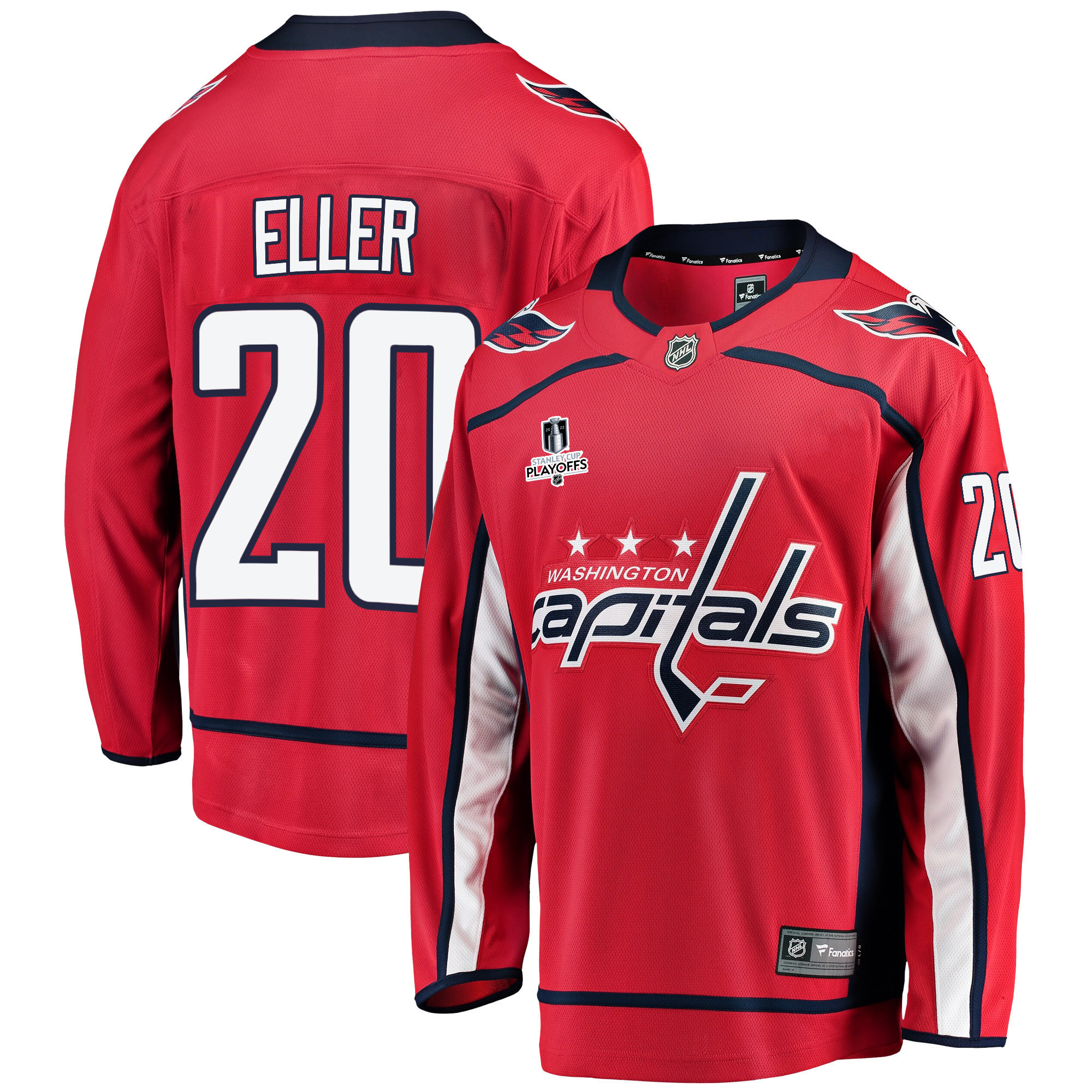 Washington Capitals Lars Eller 20 Home 2022 Stanley Cup Playoffs Breakaway Men Jersey – Red