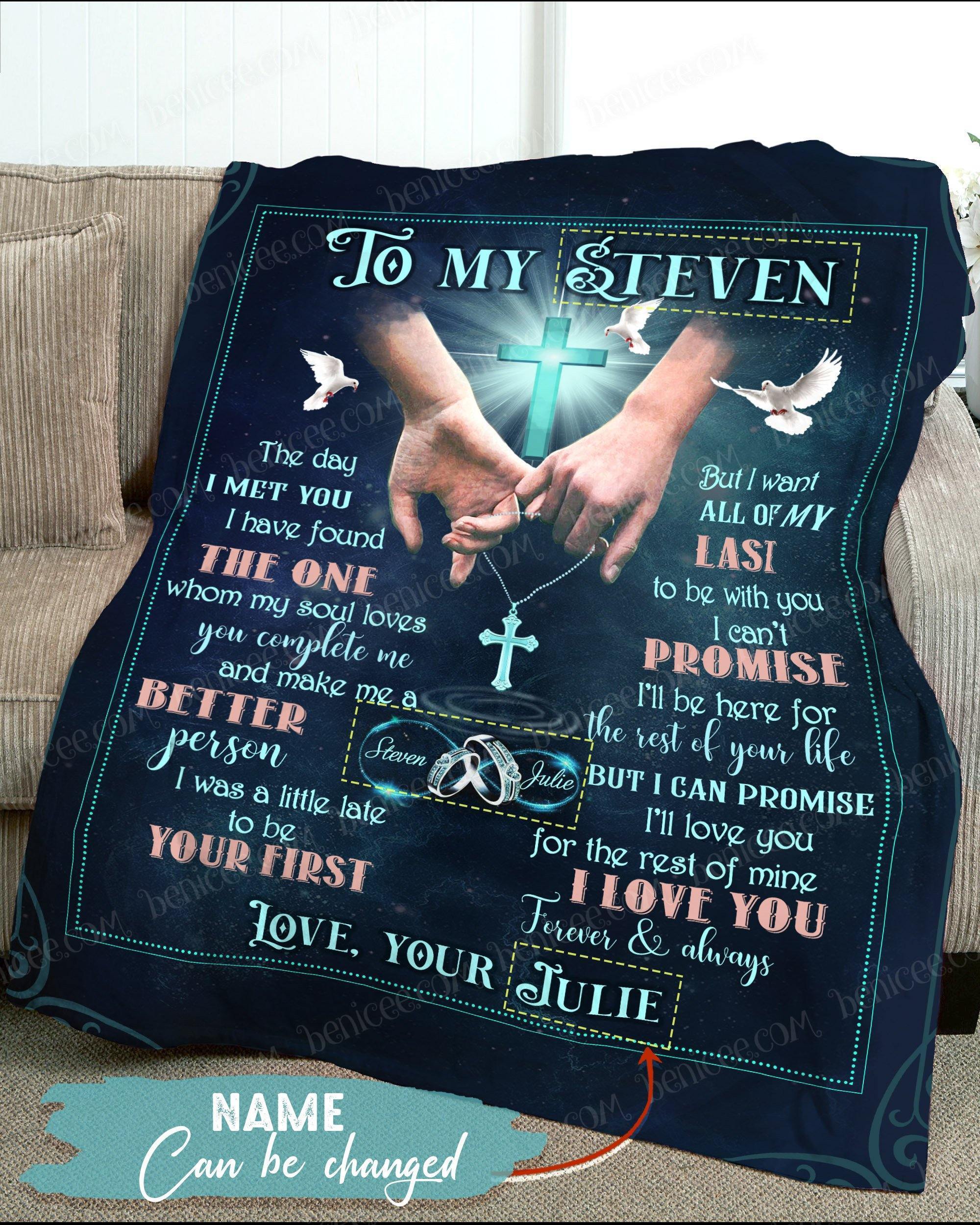 Benicee Anniversary Gift Personalized Blanket The Day I Met You Cross And Hand Top 3 Bedroom Decor