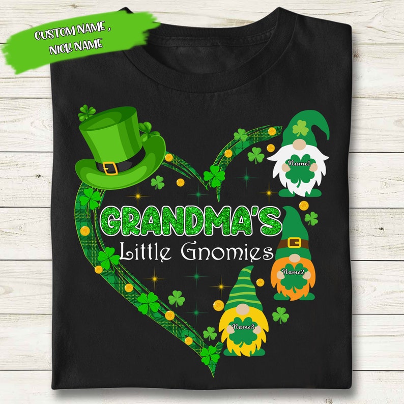 Personalized Grandma’S Little Gnomies T-Shirt, Custom Funny Patrick Gnome Shirt, Happy Patricks Day Gift