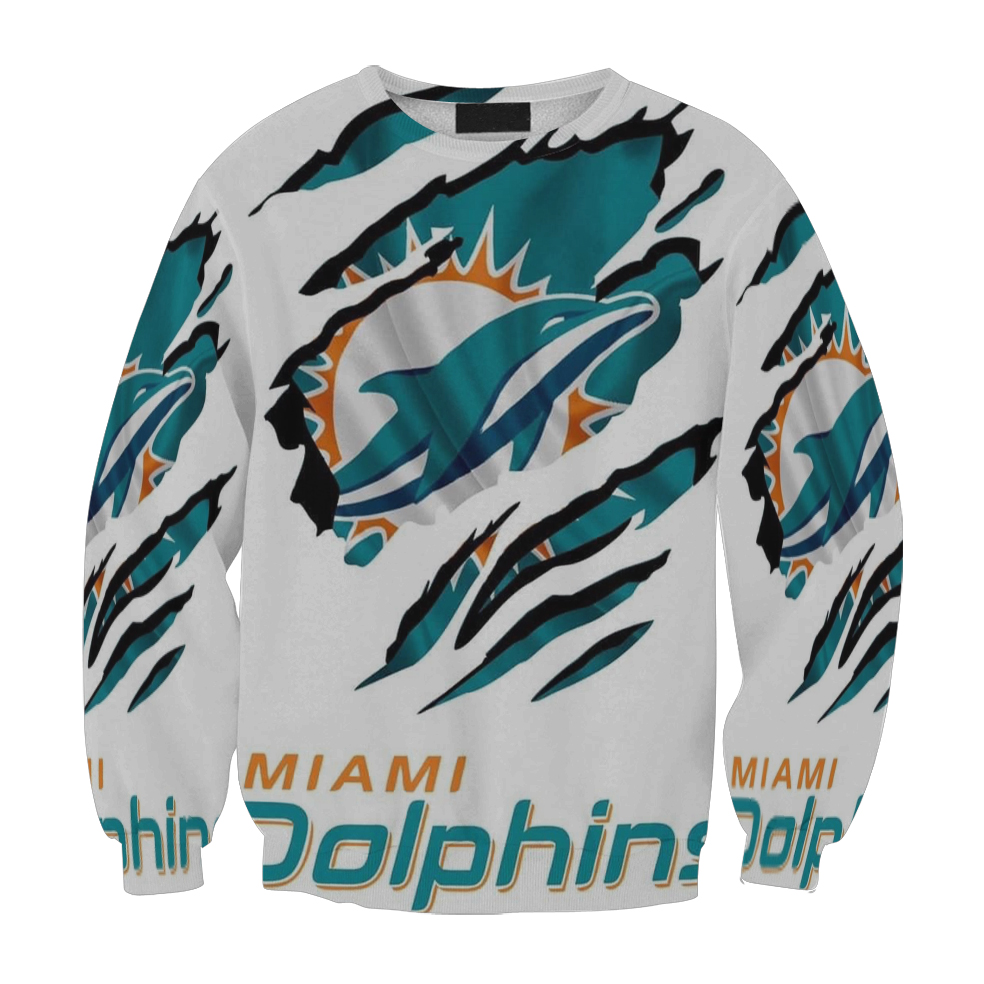 Miami Dolphins Logo Art 3 Gift For Fan 3D Full Printing Sweatshirt