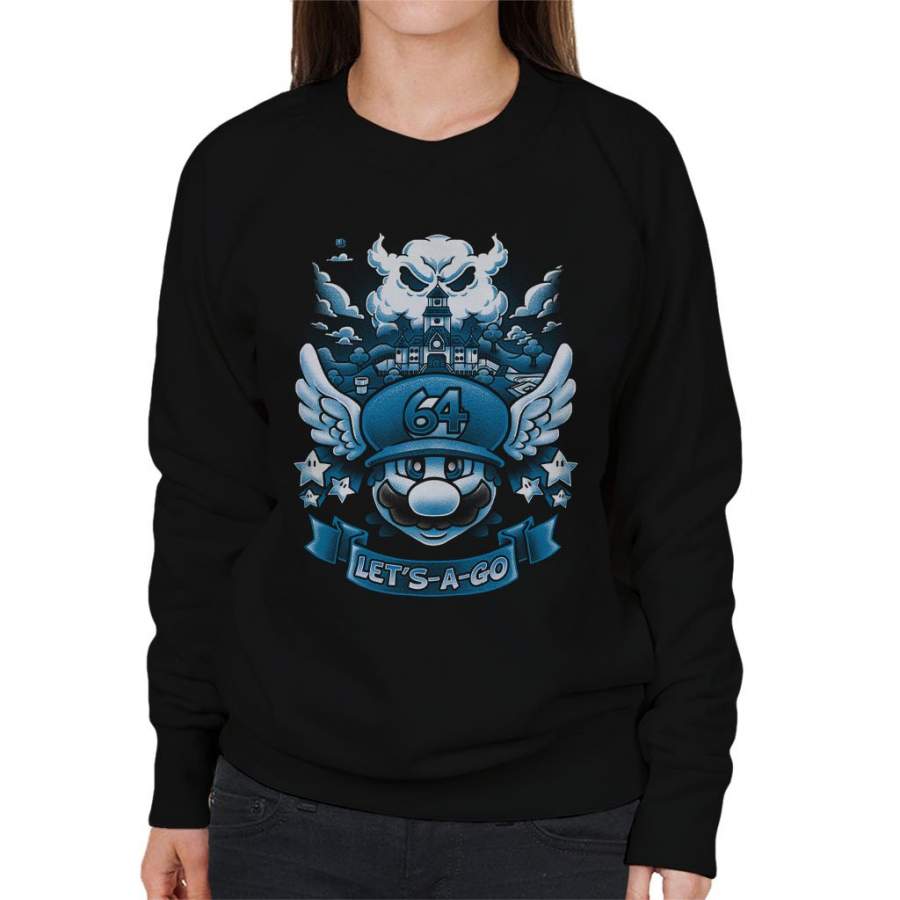 Super Mario 64 Tribute Blue Women’s Sweatshirt