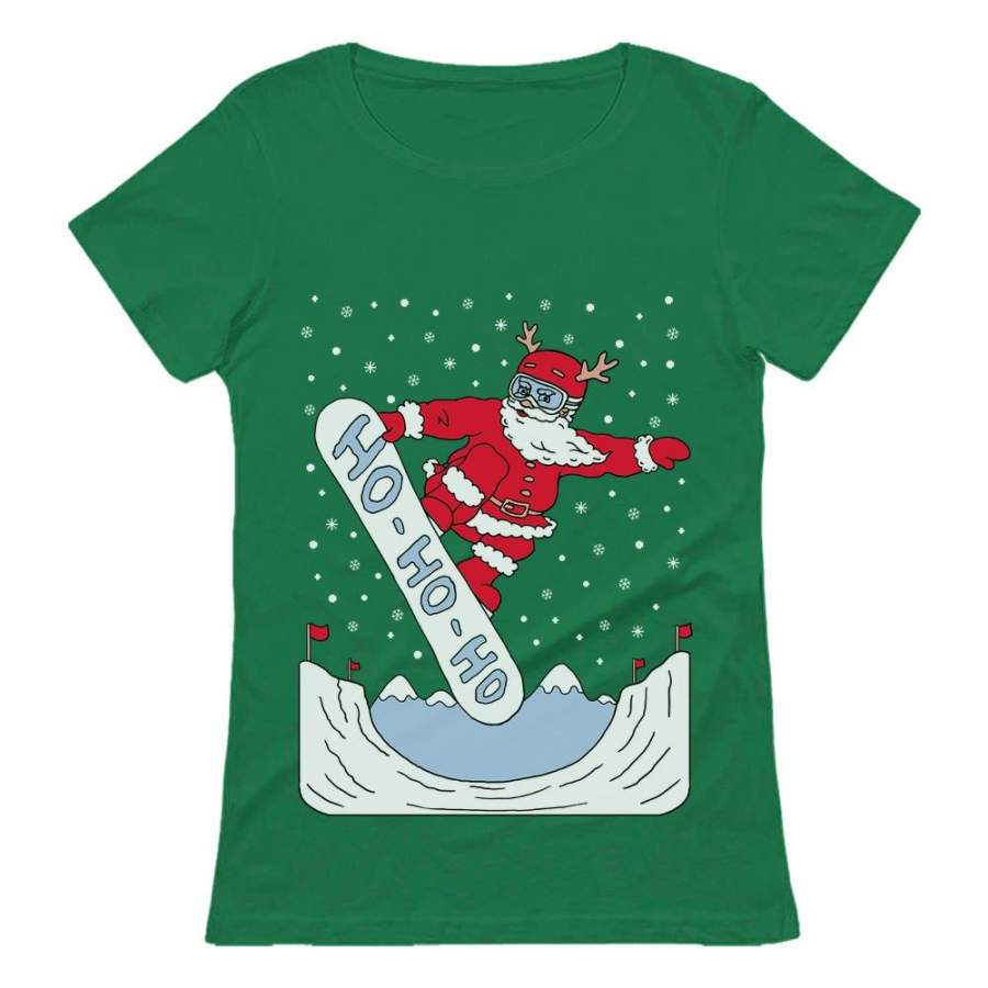 Ugly Christmas For Skaters  Santa On Snowboard Women T-Shirt